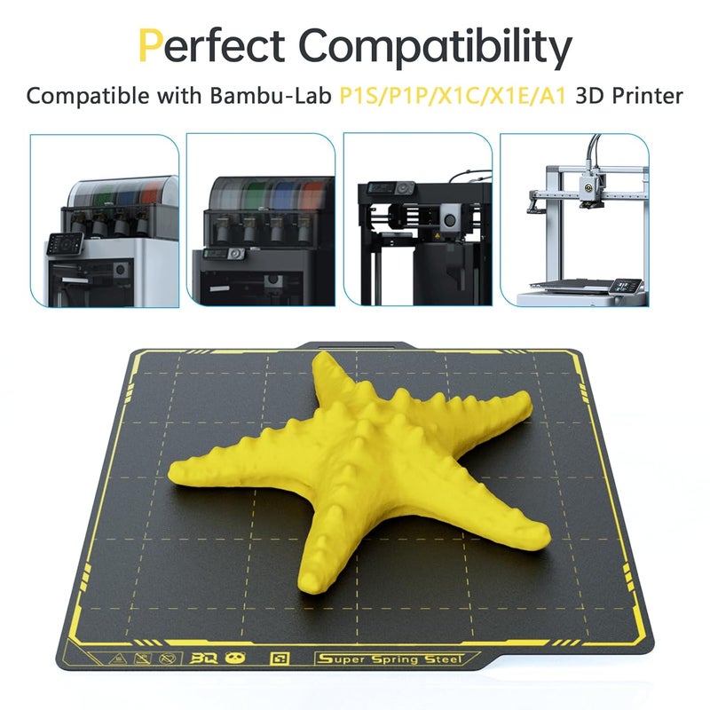 BigTreeTech BIQU SSS Double-Sided Panda Spring Steel Build Plate Compatible with Bambu-Lab X1C/X1E/P1P/P1S/A1 3D Printer, 258x258MM(10.16x10.16in) Ultra-Flexible Sheet Removable Surface Platform (Black) - Image 2